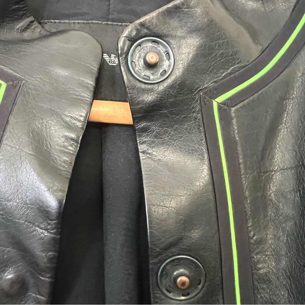 Emporio Armani Sporty Cropped Leather Jacket Size 40 - Picture 6 of 9